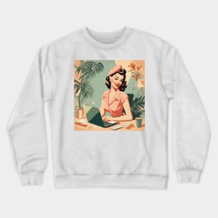 Vintage Vibes Art Macbook Retro Pin Up Girl Wink Crewneck Sweatshirt